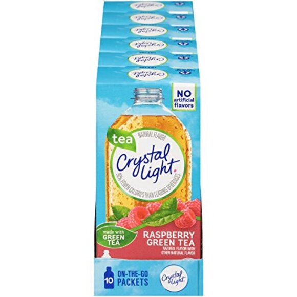 Crystal Light On The Go Raspberry Green Tea Drink Mix, 10 Count, 6-Pack - Picture 2 of 7